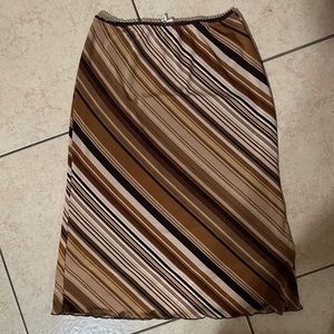 y2k brown striped midi skirt